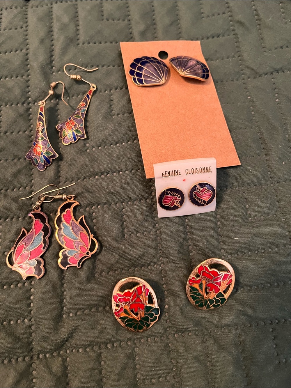 Cloisonne Enamel vintage earring lot